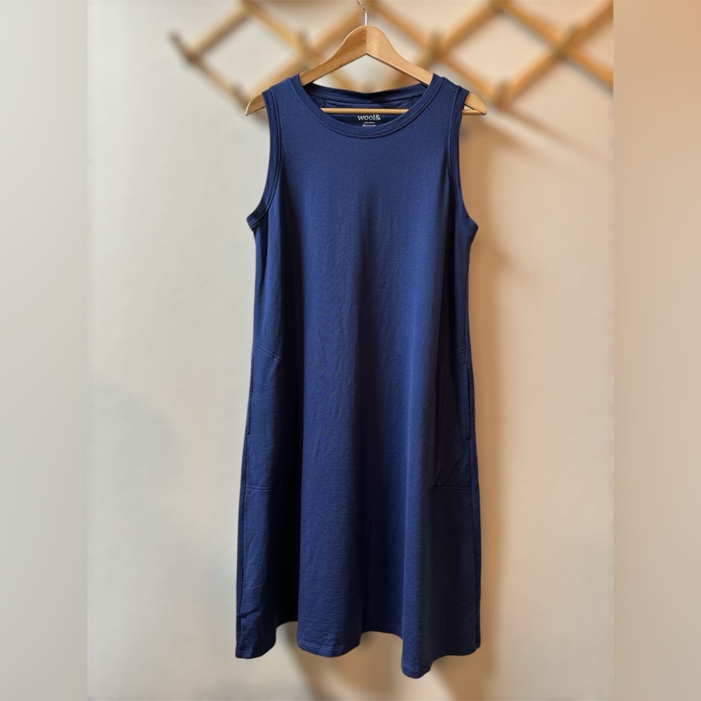 Wool& Sierra Tank Dress L-Long Iris blue NWOT - Picture 4 of 13